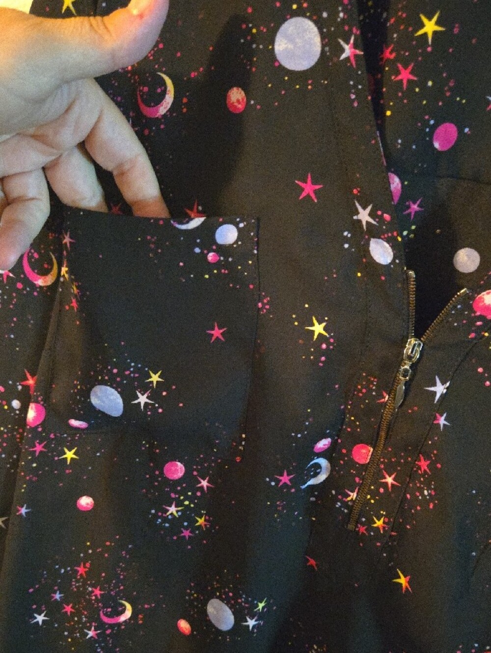 torrid Black Celestial Print Zip-Front Blouse - Picture 3 of 4